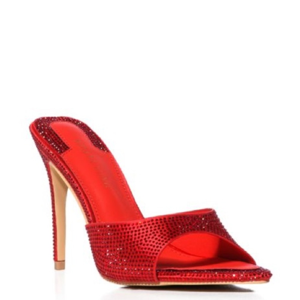 Azalea Wang Red Embellished Princess Stiletto Heels